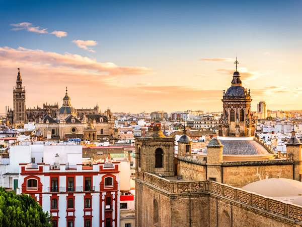 the city skyline of Seville, Spain