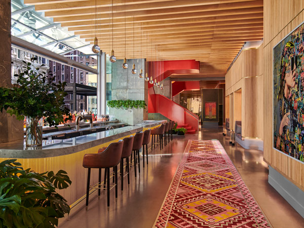 the bar and lounge at Everdene, Virgin Hotels NYC 