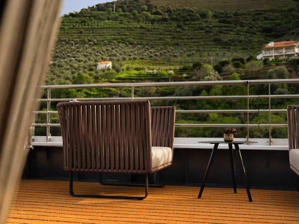 the view of rolling vineyards from the Avalon Alegria ship