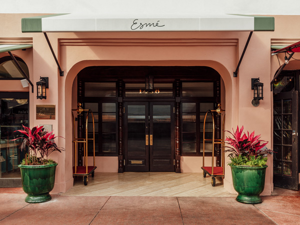 the entrance of Esmé Miami Beach Hotel