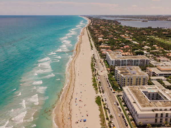 an aerial view of Palm Beach, Florida