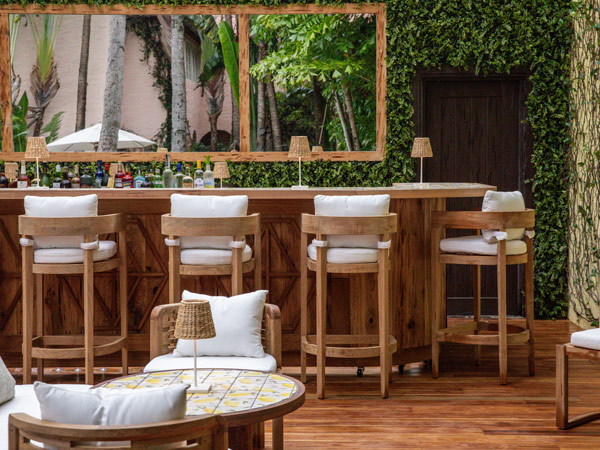 empty chairs at Lily's Pool Bar, The Brazilian Court Hotel, Palm Beach