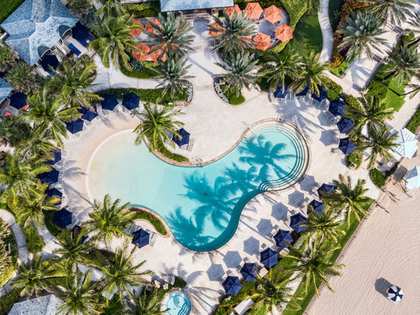 an aerial view of the pool at The Breakers, Palm Beach