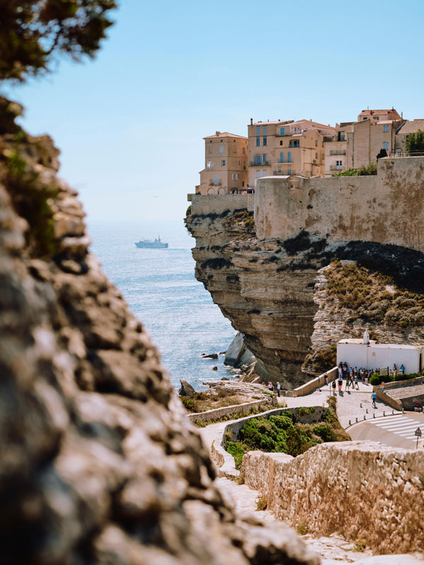 the white chalk cliffs at Bonifacio town, Corsica