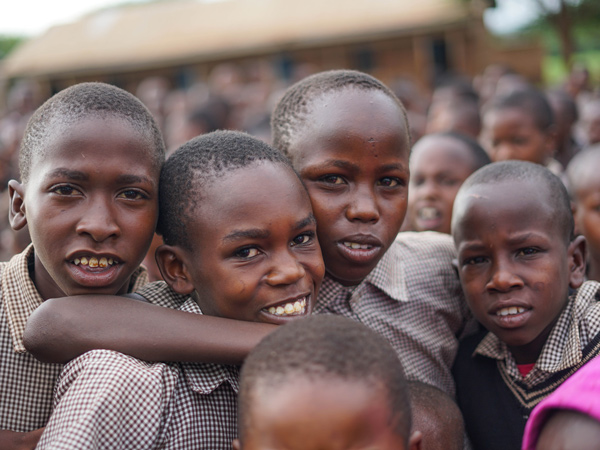 local children posing for a picture