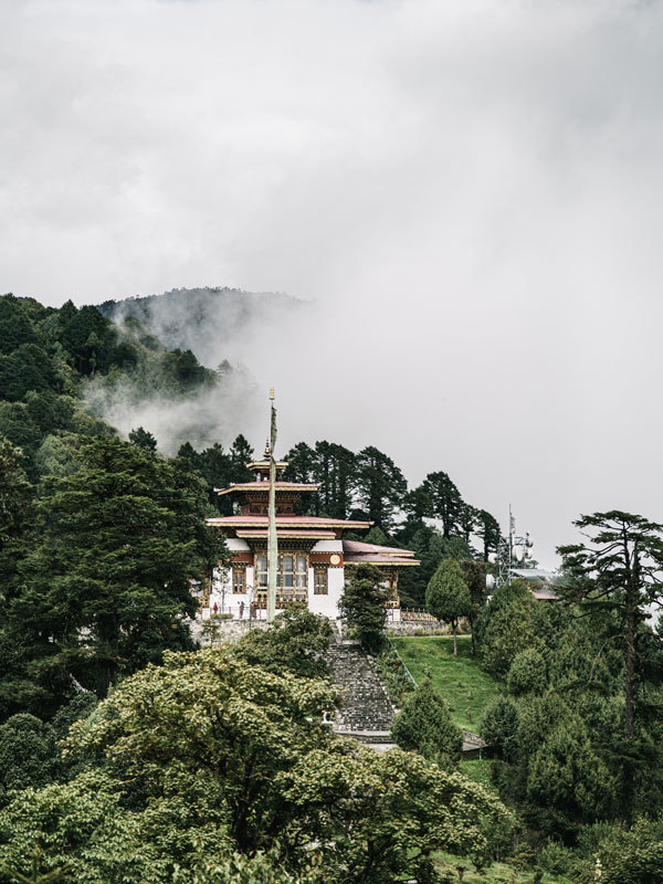 a scenic view of Dochu La Pass in Bhutan