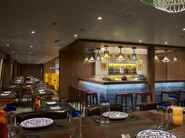 the restaurant interior of Los Lobos Cantina, NCL Norwegian Dawn