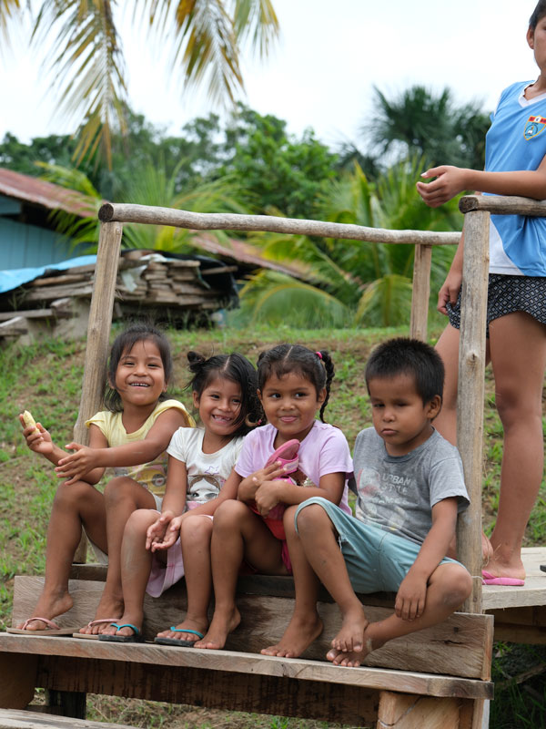 the children in one of the communities in the Amazon