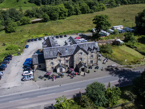 The Drovers Inn, Loch Lomond aerial shot