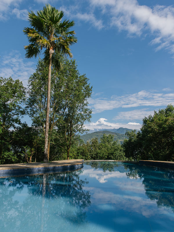 an infinity pool at the Tiger Mountain Pokhara Lodge, Nepal