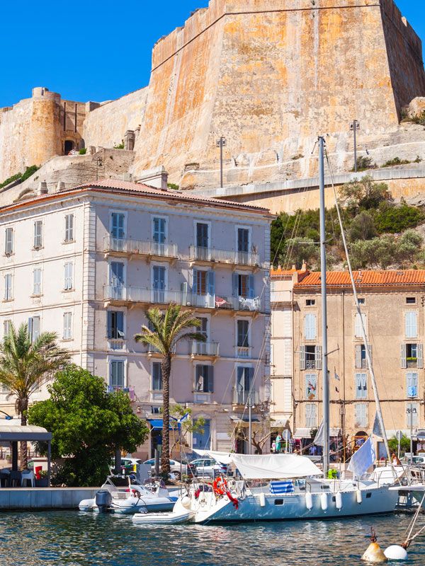 the boat moored at the Citadel of Bonifacio