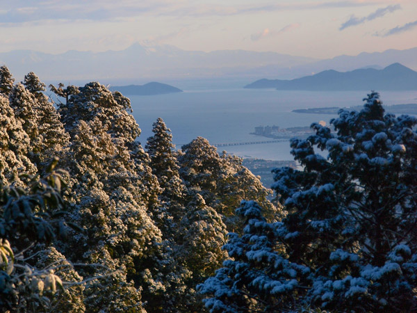 the sunrise over Lake Biwa from Mt Hiei