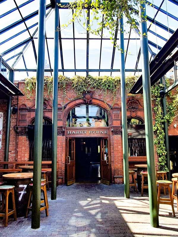 outdoor sitting area of Harry Byrnes pub in dublin