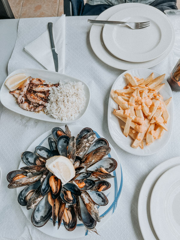 a table-top view of seafood menu