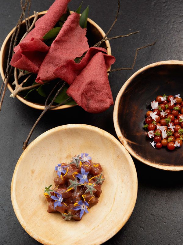 a table-top view of the dishes served at Debora, Bogotá