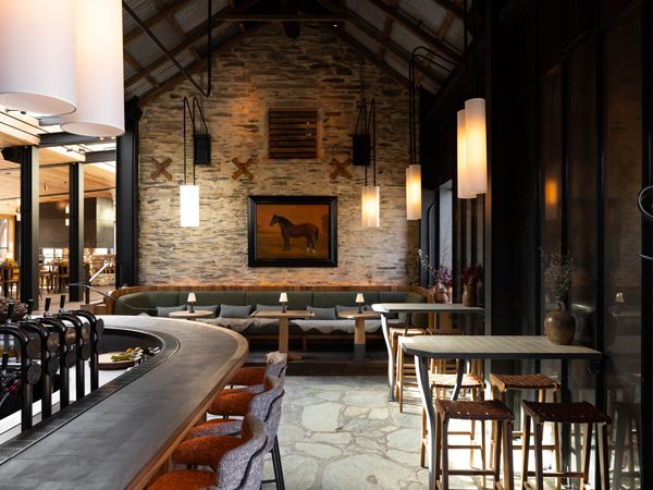 a look inside the dining interior of The Woolshed, Ayrburn, New Zealand