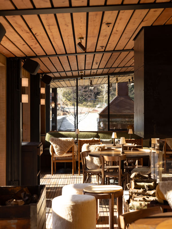 the sun-lit terrace of TheWoolshed