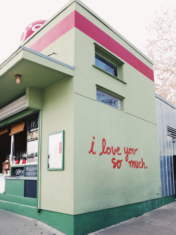 i love you so much mural on the wall of Jo’s Coffee, Austin