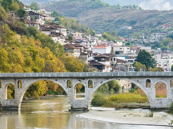 the Gorica Bridge in Berat, Albania