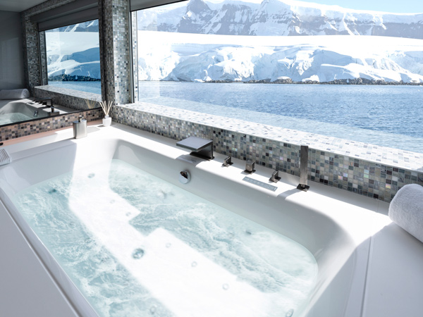the bathroom at the Owner's Penthouse Suite on Scenic Eclipse