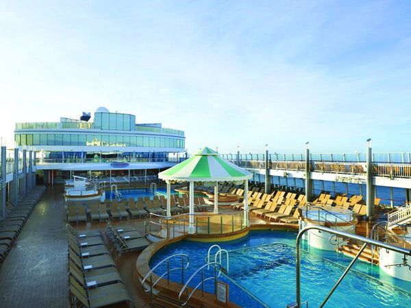 the public pool deck onboard NCL's Norwegian Dawn