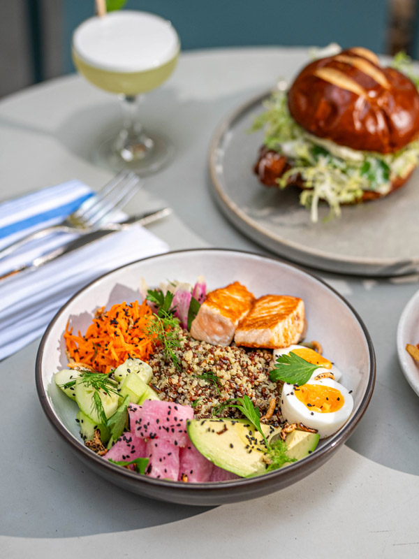 brunch plates on the table at Two Hands cafe