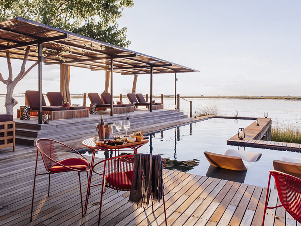 the pool area at DumaTau Camp