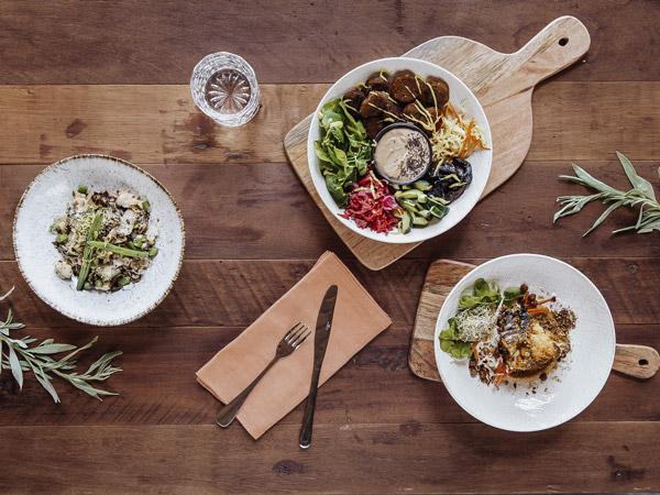 a spread of food on the table at DumaTau Camp
