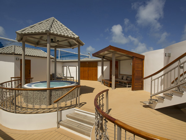 Private deck of Garden Villa onboard Norwegian Jewel