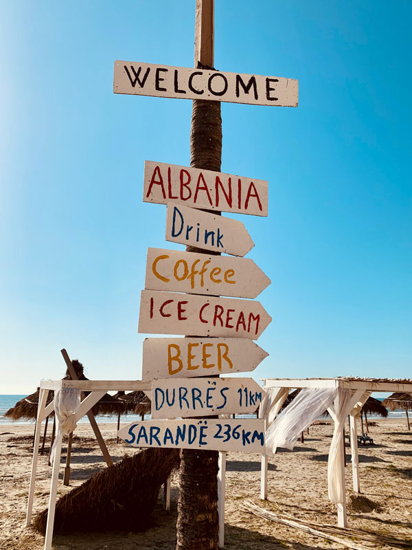 beach signs in Durres