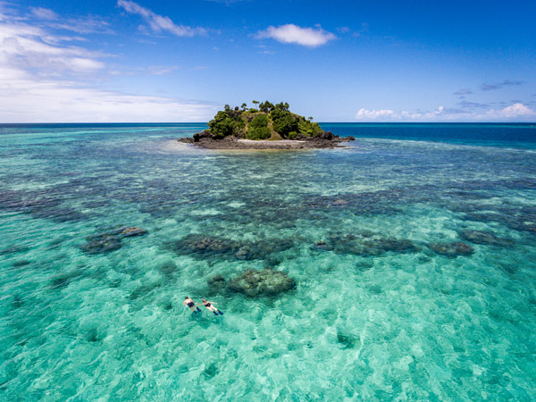 snorkelling in the clear waters of Turtle Island