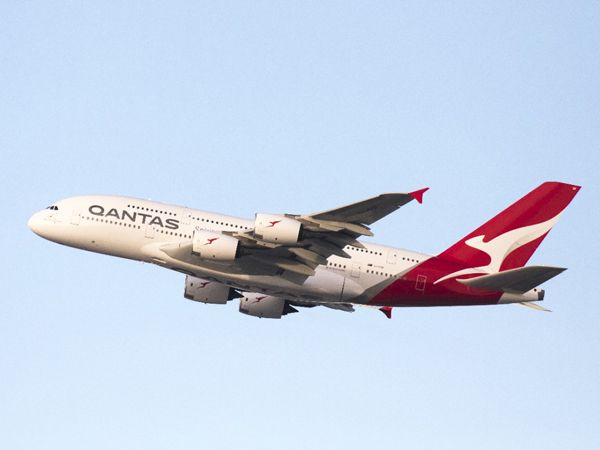 the QF1 Qantas A380 plane exterior flying
