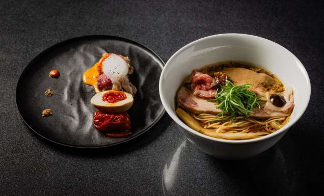 a bowl of ramen at Japanese Soba Noodles Tsuta
