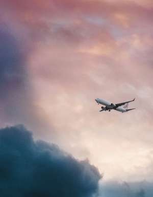 Airplane on a twilight sky