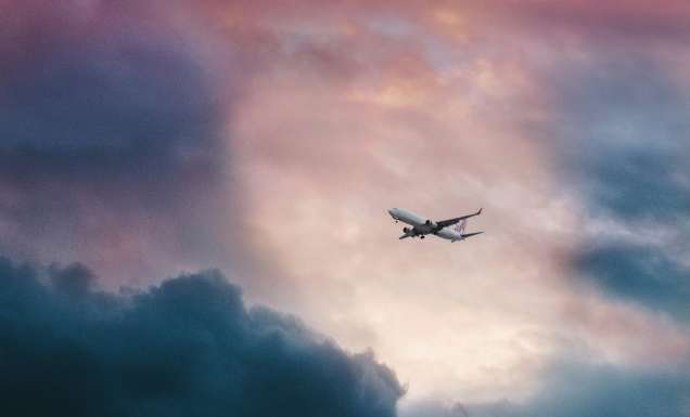 Airplane on a twilight sky