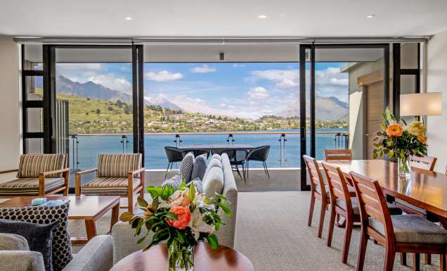the balcony view inside the Penthouse at The Rees Queenstown