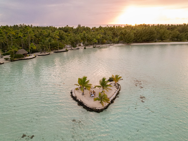 Heart shaped island in Taha’a in Tahiti