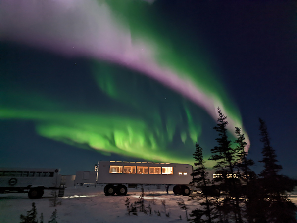 the Northern Lights as seen from Frontiers North Adventures’ Tundra Buggy Lodge
