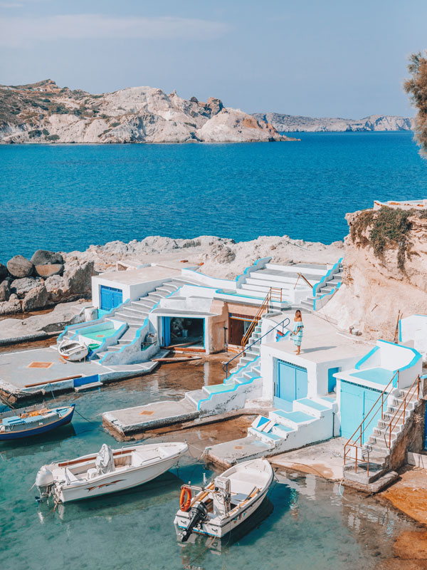 A traditional Greek fishing village in Mandrakia, Greece