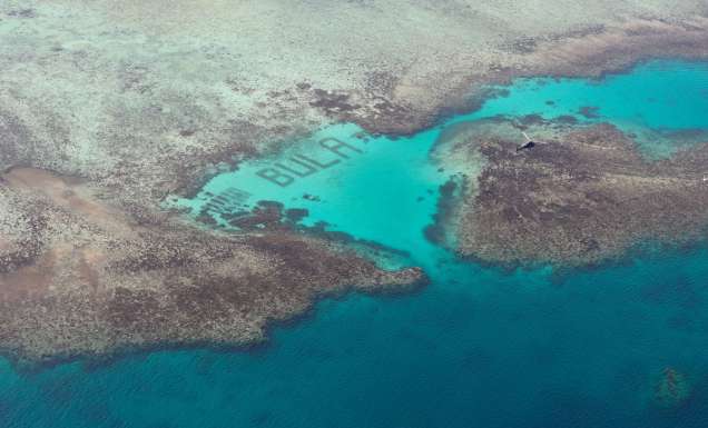 BULA Reef, Fiji from a plane