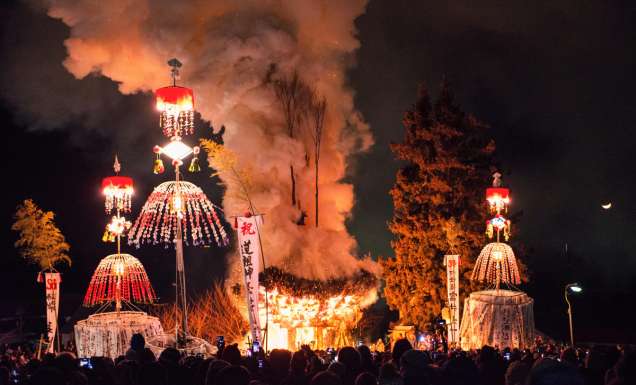 the Nozawa Fire Festival in Nagano Prefecture