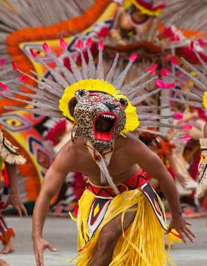 the dancers at a folklore festival in the Brazilian Amazon