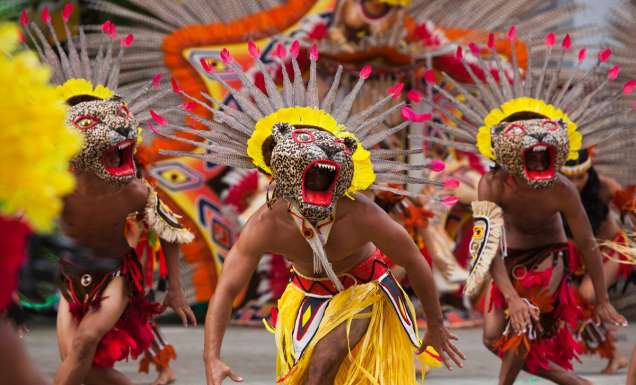the dancers at a folklore festival in the Brazilian Amazon