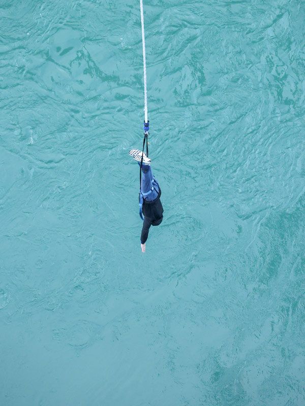 Man doing a bungee jump in Queenstown