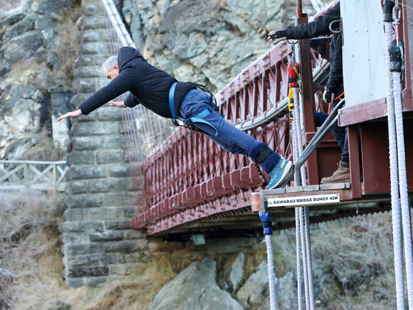 Man doing a bungee jump in Queenstown