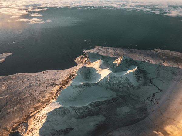Aerial shot of Svalbard in Norway
