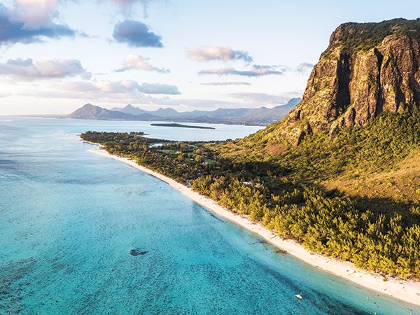 Beautiful scenery of Le Morne Beach.