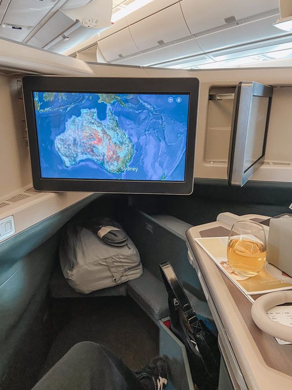 an inflight drink onboard Cathay Pacific Business Class