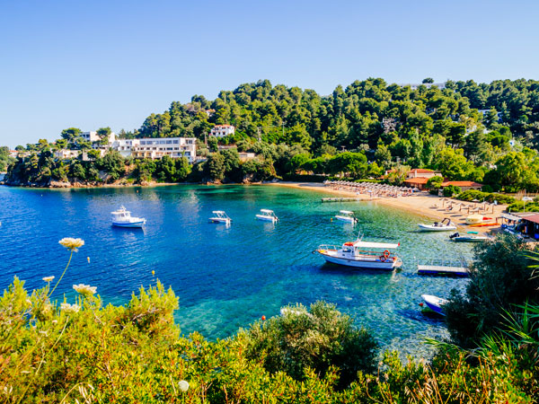 the Troulos beach, Skiathos Island, Greece