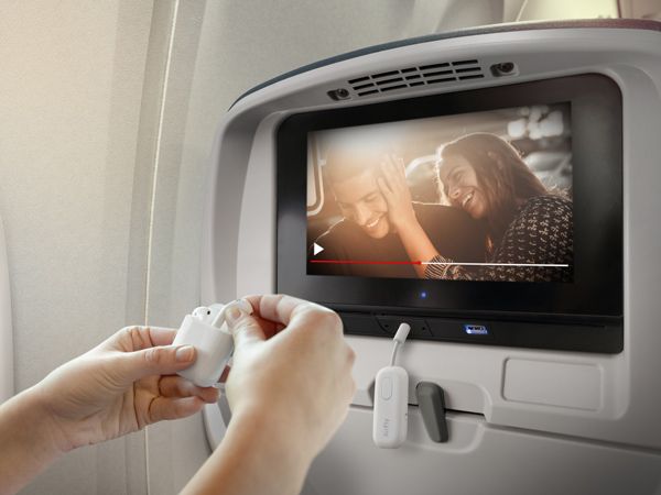 Using the wireless adapter on a plane.